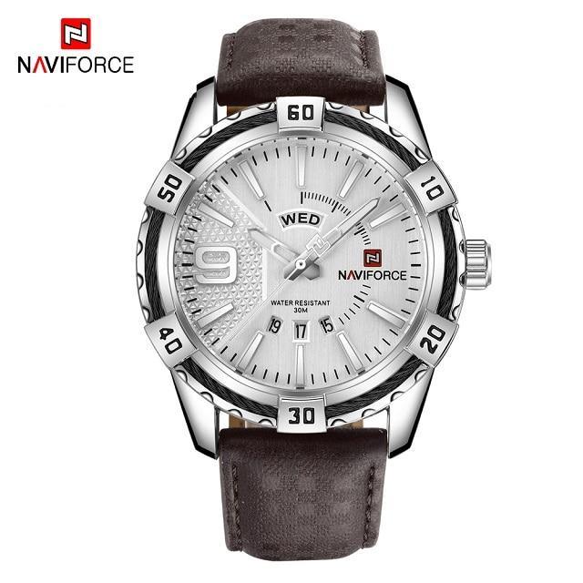 Men's Waterproof Leaghter Watch With Day, Date and Fluorescent Hands Perfect Gift For Your Man - SJB-DIAMOND ELITES