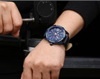 Men's Waterproof Leaghter Watch With Day, Date and Fluorescent Hands Perfect Gift For Your Man - SJB-DIAMOND ELITES