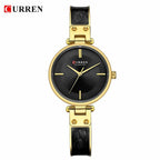 Womens Elegant Stainless Steel Watch With Ceramic Bracelet In Shimmering Marble Colors