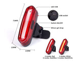 Rechargeable LED USB Mountain Bike Tail Light Taillight Safety Warning Bicycle Rear Light Bicycle Lamp Red High Intensity Rear LED Accessories Fits On Any Road Bikes Helmets Stevvex