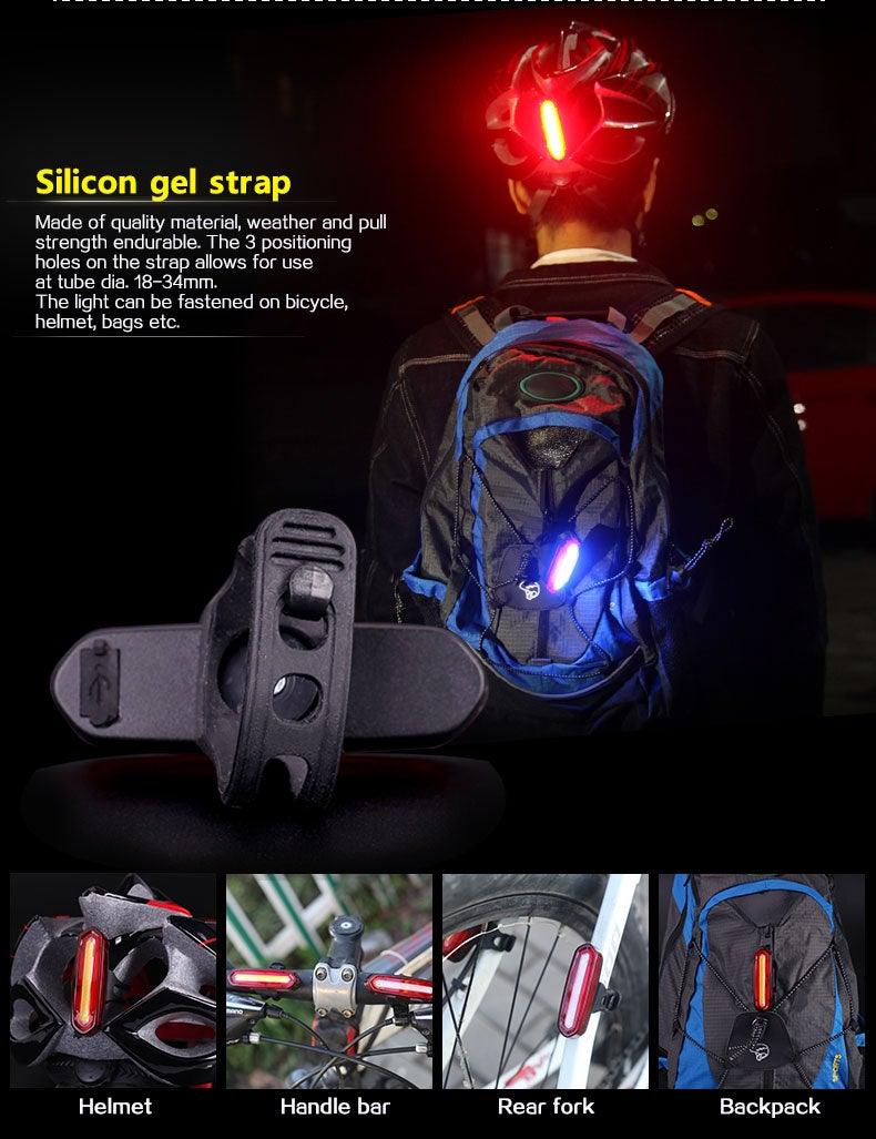 Rechargeable LED USB Mountain Bike Tail Light Taillight Safety Warning Bicycle Rear Light Bicycle Lamp Red High Intensity Rear LED Accessories Fits On Any Road Bikes Helmets Stevvex