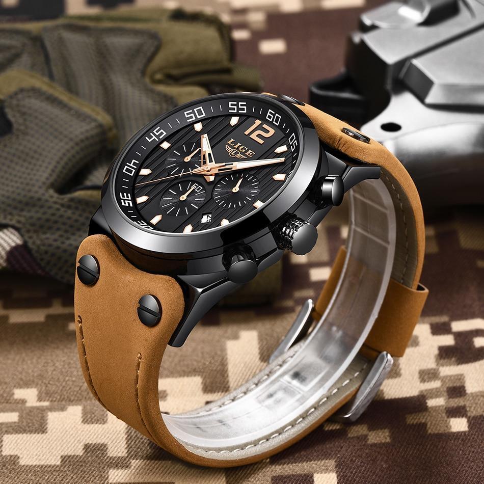 Men's Waterproof  Watch With Leather  Belts, Chronometers And Day Display Fluorescent Pointers Excellent Gift Unique Design Stevvex