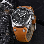 Men's Waterproof  Watch With Leather  Belts, Chronometers And Day Display Fluorescent Pointers Excellent Gift Unique Design Stevvex