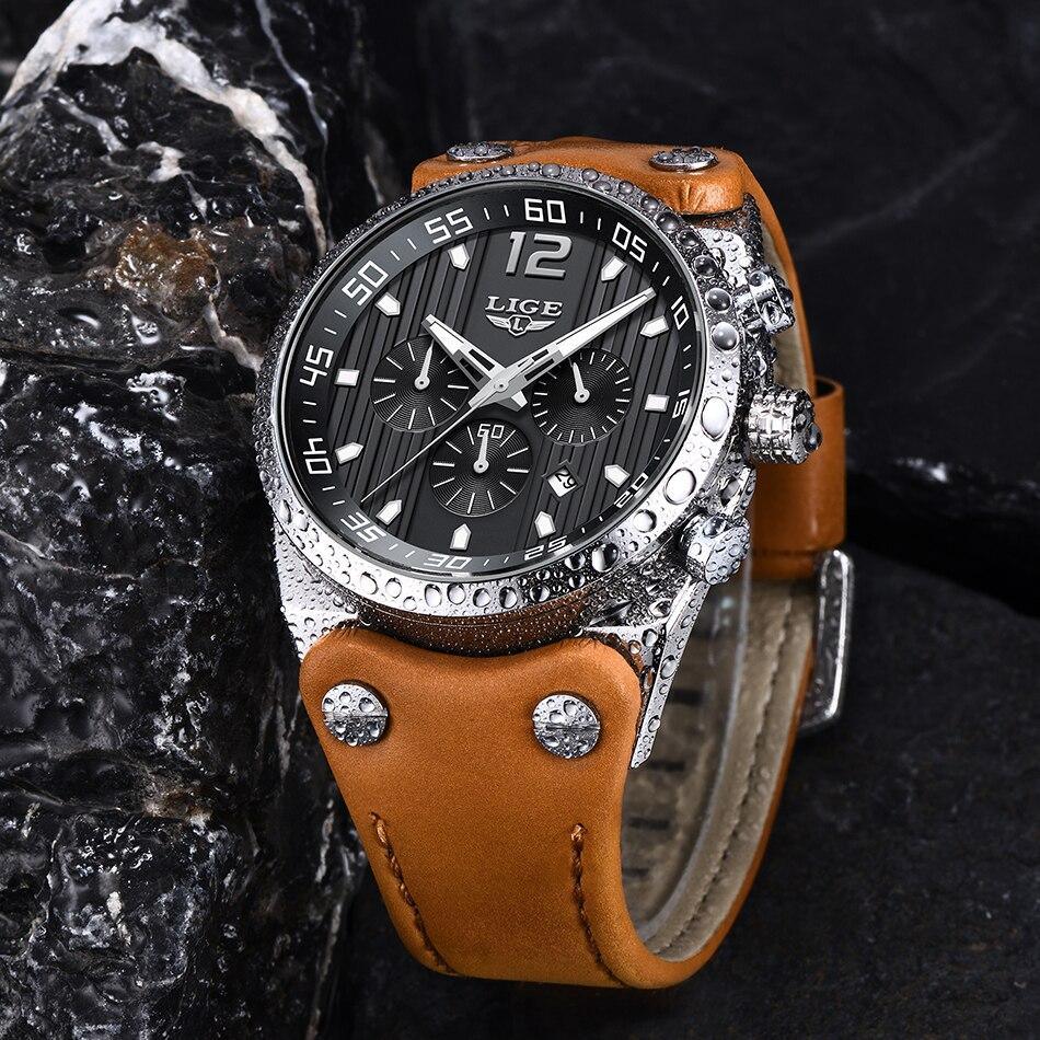 Men's Waterproof  Watch With Leather  Belts, Chronometers And Day Display Fluorescent Pointers Excellent Gift Unique Design Stevvex