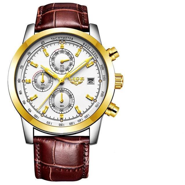 Men's  Waterproof Watch With Chronometers Date Display And Fluorescent Pointers Excellent Look Perfect Gift Stevvex