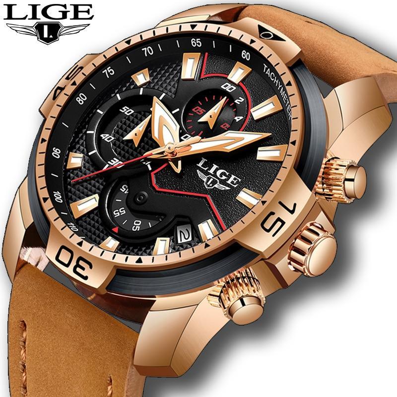 Men's Elegant Waterproof  Watch With Leather Straps   Business Style Watches Unique Design Perfect Gift For Your Man Stevvex