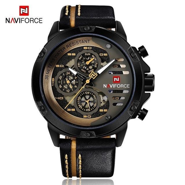 Men's  Sports Waterproof Watch With Chronometers And Leather Belt Multifunction Wristwatch Unique Design Perfect Gift - SJB-DIAMOND ELITES