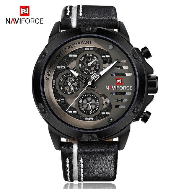 Men's  Sports Waterproof Watch With Chronometers And Leather Belt Multifunction Wristwatch Unique Design Perfect Gift - SJB-DIAMOND ELITES