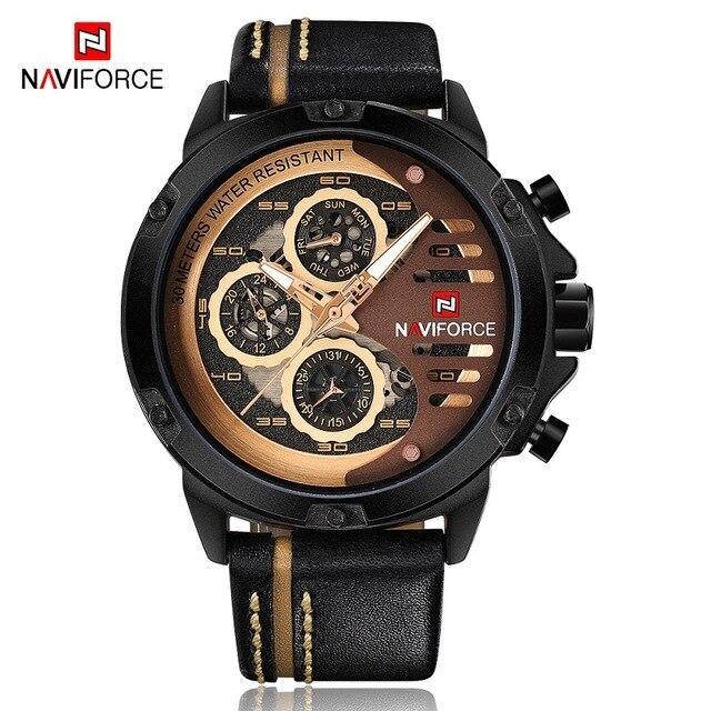 Men's  Sports Waterproof Watch With Chronometers And Leather Belt Multifunction Wristwatch Unique Design Perfect Gift - SJB-DIAMOND ELITES