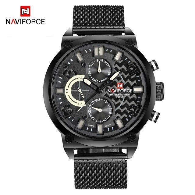 Men's Multifunction Analog Quartz Watches Waterproof Wrist Watch With Stainless Steel Mesh Band Excellent Design Perfect Gift - SJB-DIAMOND ELITES