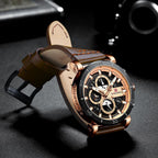 Water Resistant Sport Chronograph Watch  Multifunction Leather Belt Quartz Wrist Watches Excellent Design Perfect Gift - SJB-DIAMOND ELITES