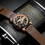 Water Resistant Sport Chronograph Watch  Multifunction Leather Belt Quartz Wrist Watches Excellent Design Perfect Gift - SJB-DIAMOND ELITES