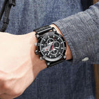 Water Resistant Sport Chronograph Watch  Multifunction Leather Belt Quartz Wrist Watches Excellent Design Perfect Gift - SJB-DIAMOND ELITES
