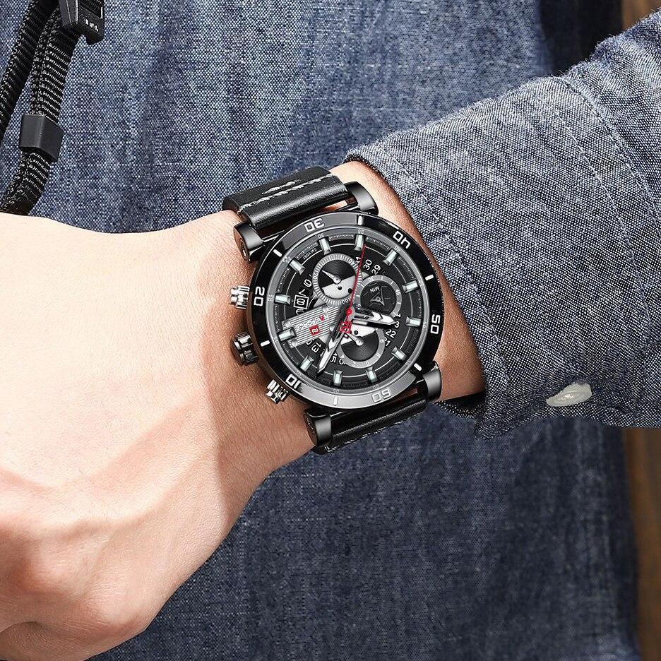 Water Resistant Sport Chronograph Watch  Multifunction Leather Belt Quartz Wrist Watches Excellent Design Perfect Gift - SJB-DIAMOND ELITES