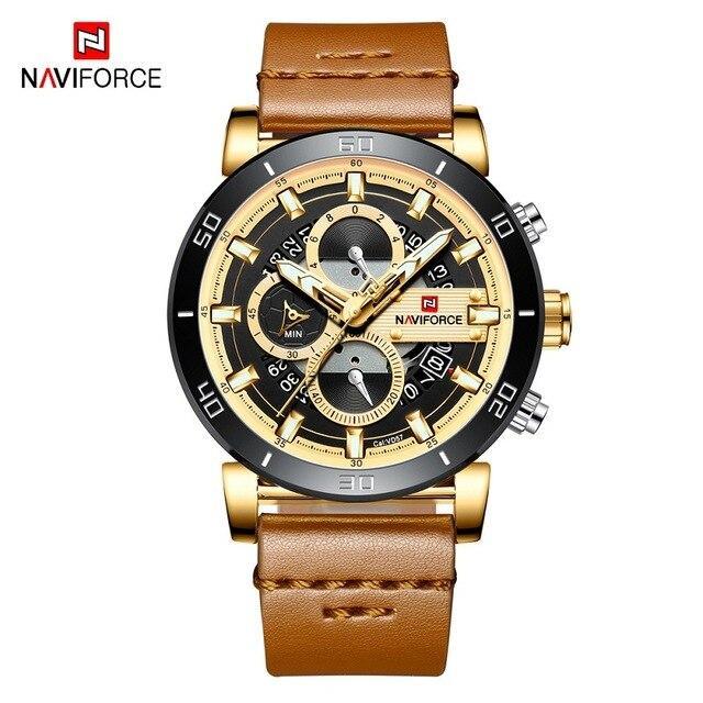 Water Resistant Sport Chronograph Watch  Multifunction Leather Belt Quartz Wrist Watches Excellent Design Perfect Gift - SJB-DIAMOND ELITES