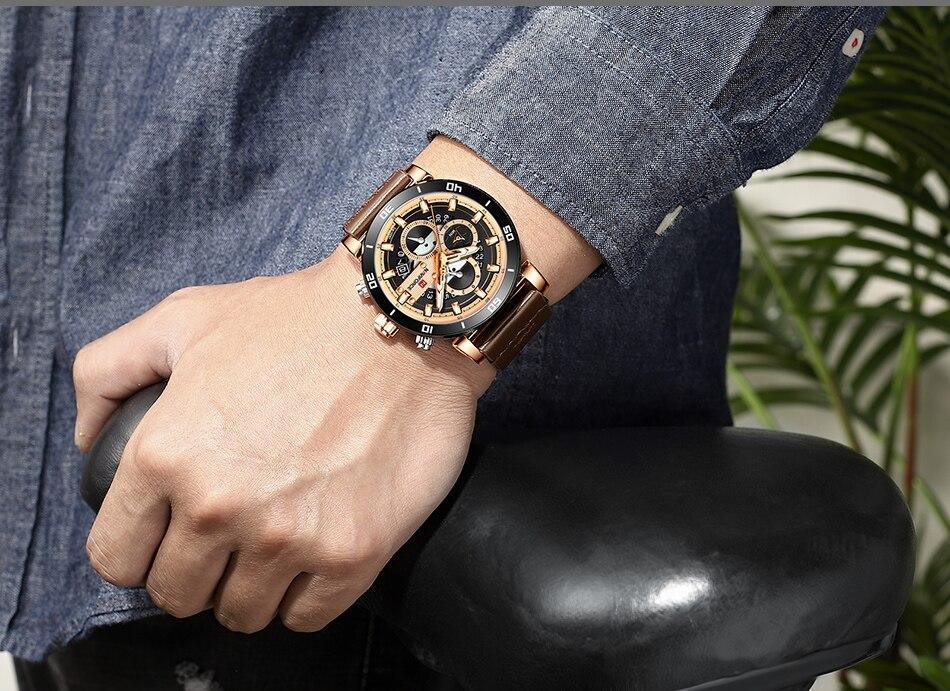 Water Resistant Sport Chronograph Watch  Multifunction Leather Belt Quartz Wrist Watches Excellent Design Perfect Gift - SJB-DIAMOND ELITES