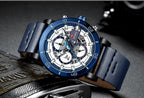 Water Resistant Sport Chronograph Watch  Multifunction Leather Belt Quartz Wrist Watches Excellent Design Perfect Gift - SJB-DIAMOND ELITES