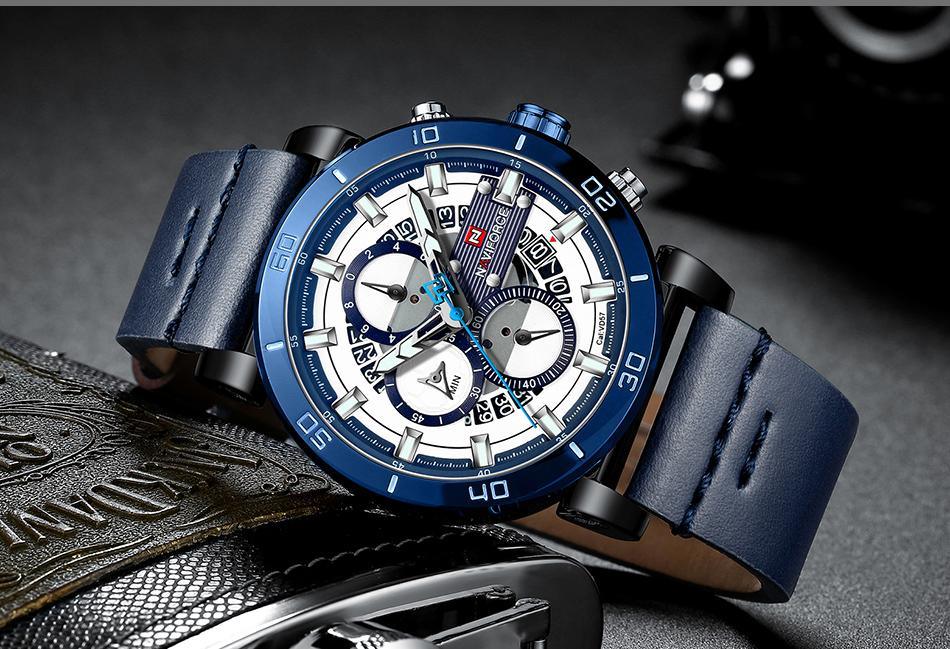 Water Resistant Sport Chronograph Watch  Multifunction Leather Belt Quartz Wrist Watches Excellent Design Perfect Gift - SJB-DIAMOND ELITES