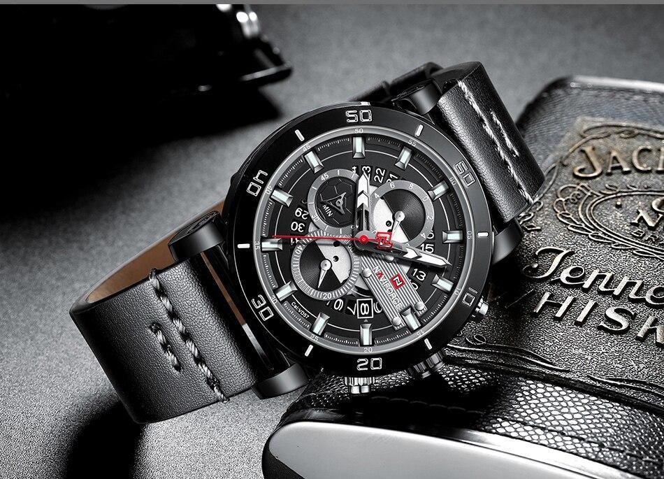 Water Resistant Sport Chronograph Watch  Multifunction Leather Belt Quartz Wrist Watches Excellent Design Perfect Gift - SJB-DIAMOND ELITES