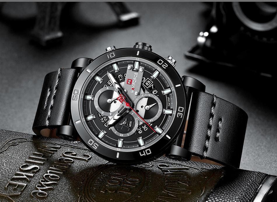 Water Resistant Sport Chronograph Watch  Multifunction Leather Belt Quartz Wrist Watches Excellent Design Perfect Gift - SJB-DIAMOND ELITES