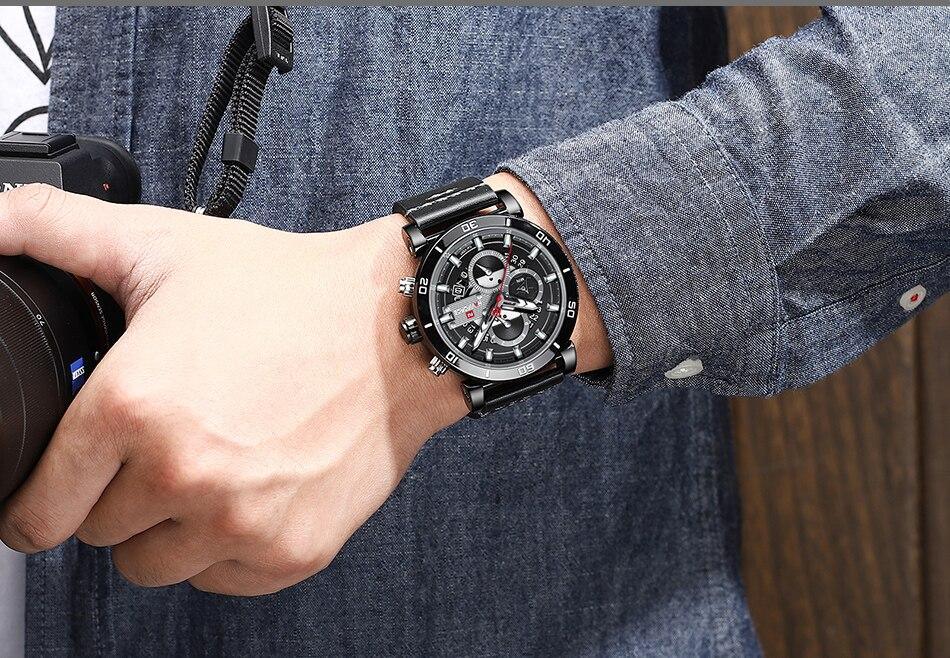 Water Resistant Sport Chronograph Watch  Multifunction Leather Belt Quartz Wrist Watches Excellent Design Perfect Gift - SJB-DIAMOND ELITES