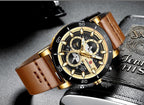 Water Resistant Sport Chronograph Watch  Multifunction Leather Belt Quartz Wrist Watches Excellent Design Perfect Gift - SJB-DIAMOND ELITES