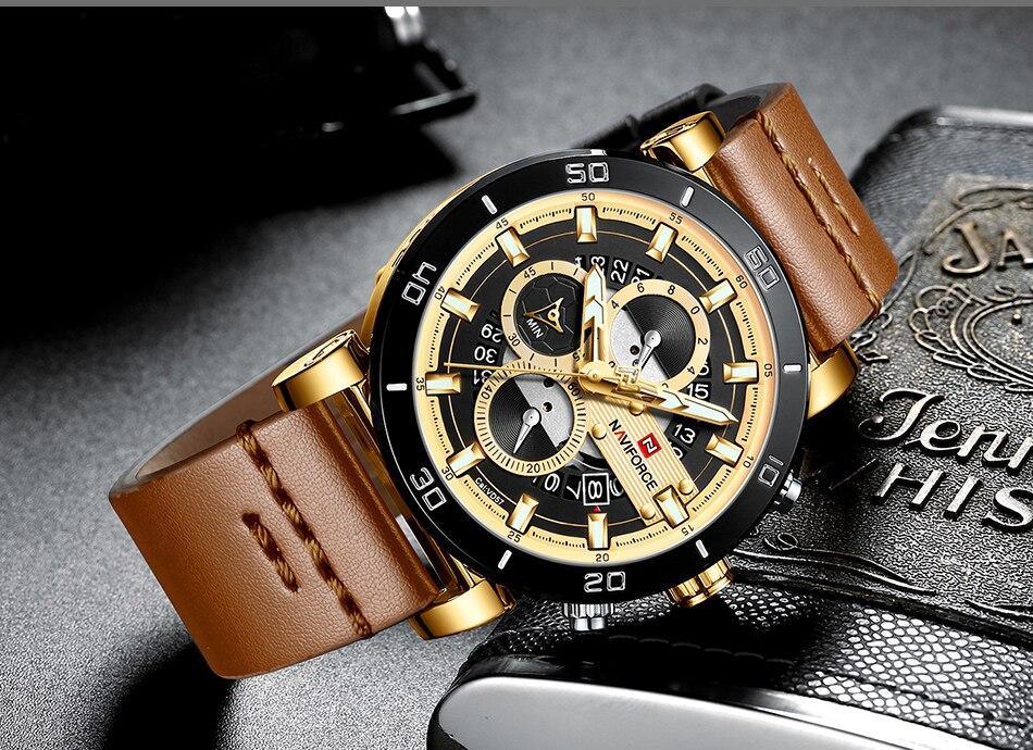 Water Resistant Sport Chronograph Watch  Multifunction Leather Belt Quartz Wrist Watches Excellent Design Perfect Gift - SJB-DIAMOND ELITES