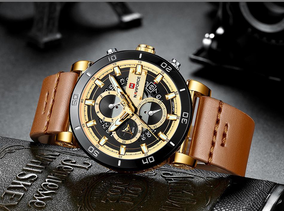 Water Resistant Sport Chronograph Watch  Multifunction Leather Belt Quartz Wrist Watches Excellent Design Perfect Gift - SJB-DIAMOND ELITES
