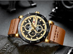Water Resistant Sport Chronograph Watch  Multifunction Leather Belt Quartz Wrist Watches Excellent Design Perfect Gift - SJB-DIAMOND ELITES