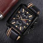 Men's Waterproof Watch With Leather Belt And Chronometers  Retro Style Unique Shape Excellent Gift - SJB-DIAMOND ELITES