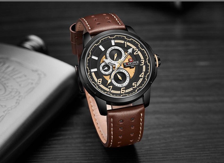 Sport Watches For Man Waterproof Watch Analog Quartz Leather Band Date Calendar  Unique Wristwatch  Perfect Gift - SJB-DIAMOND ELITES
