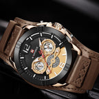Men's Leather Waterproof Watch With Chronometers And Fluorescent Hands Excellent Design Perfect Gift - SJB-DIAMOND ELITES