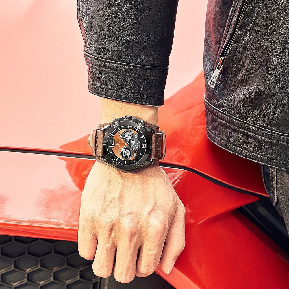 Men's Leather Waterproof Watch With Chronometers And Fluorescent Hands Excellent Design Perfect Gift - SJB-DIAMOND ELITES