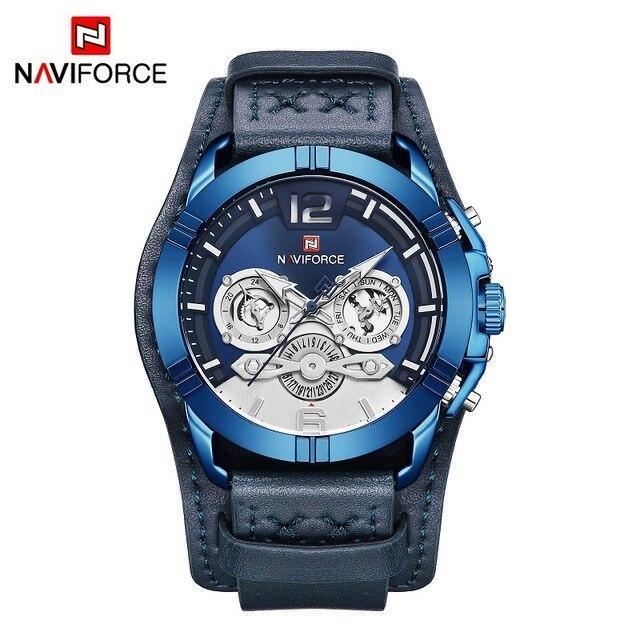 Men's Leather Waterproof Watch With Chronometers And Fluorescent Hands Excellent Design Perfect Gift - SJB-DIAMOND ELITES
