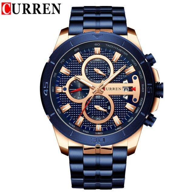 Men's Waterproof  Watch With Chronometers Day View And Fluorescent Hands Unique  Luxury Design  Perfect Gift Stevvex