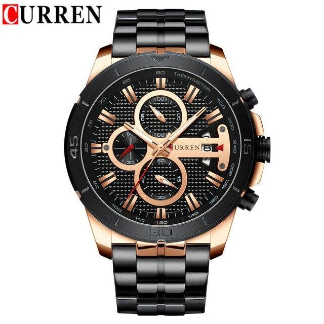 Men's Waterproof  Watch With Chronometers Day View And Fluorescent Hands Unique  Luxury Design  Perfect Gift Stevvex