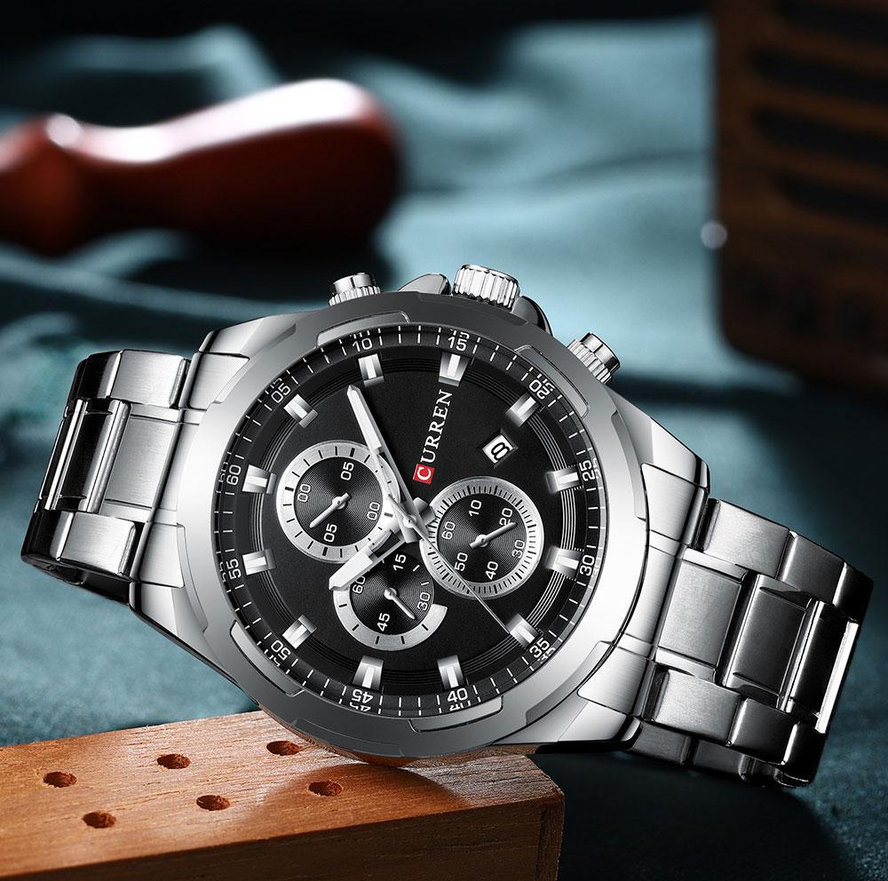 Men's  Water Resistant Watch With Chronometers Day View Unique Design Perfect Gift Stevvex