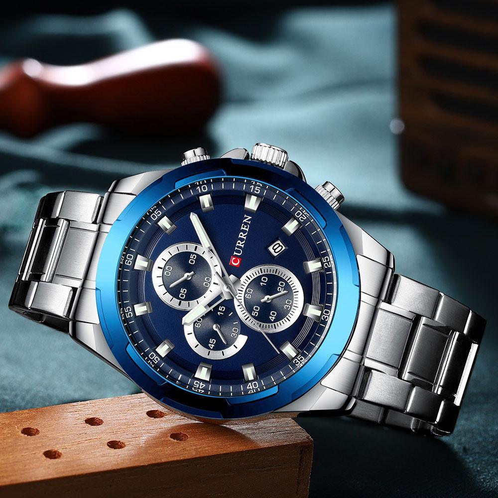 Men's  Water Resistant Watch With Chronometers Day View Unique Design Perfect Gift Stevvex