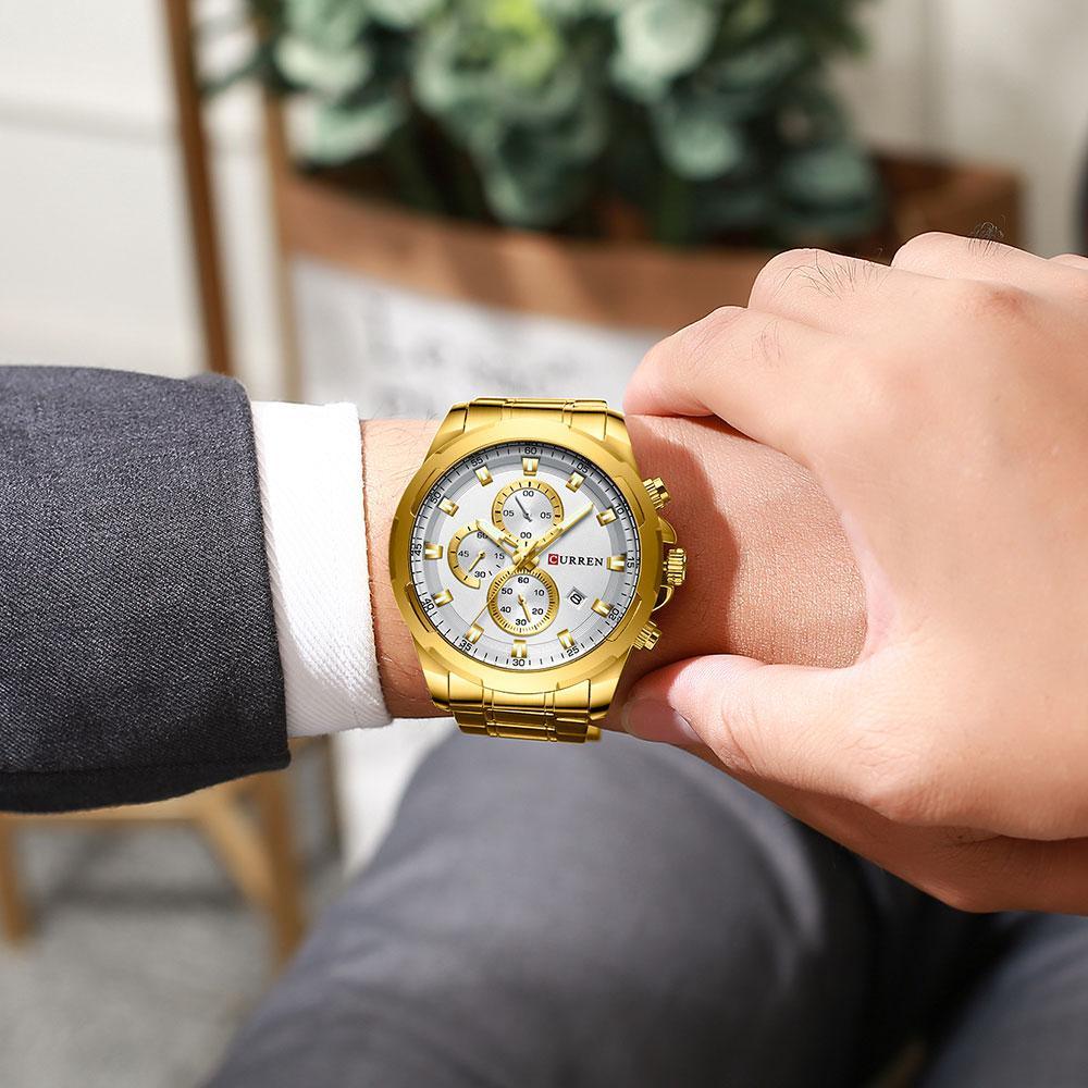 Men's  Water Resistant Watch With Chronometers Day View Unique Design Perfect Gift Stevvex