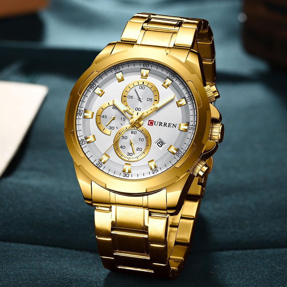 Men's  Water Resistant Watch With Chronometers Day View Unique Design Perfect Gift Stevvex