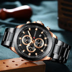 Men's  Water Resistant Watch With Chronometers Day View Unique Design Perfect Gift Stevvex