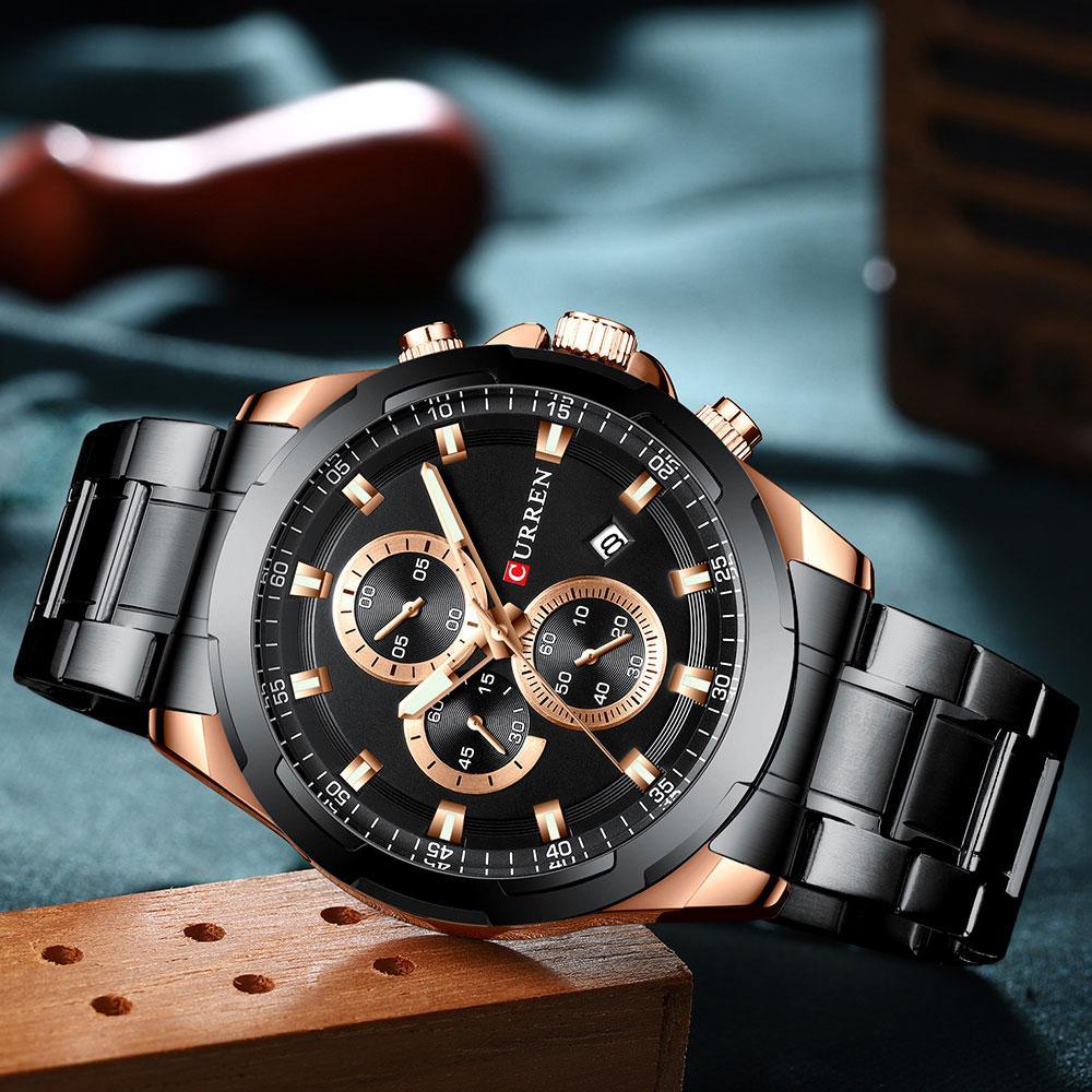 Men's  Water Resistant Watch With Chronometers Day View Unique Design Perfect Gift Stevvex