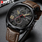 Men's Retro Square-Round Waterproof Watch With Chronometers And Leather Belts Excellent Design Perfect Gift Stevvex
