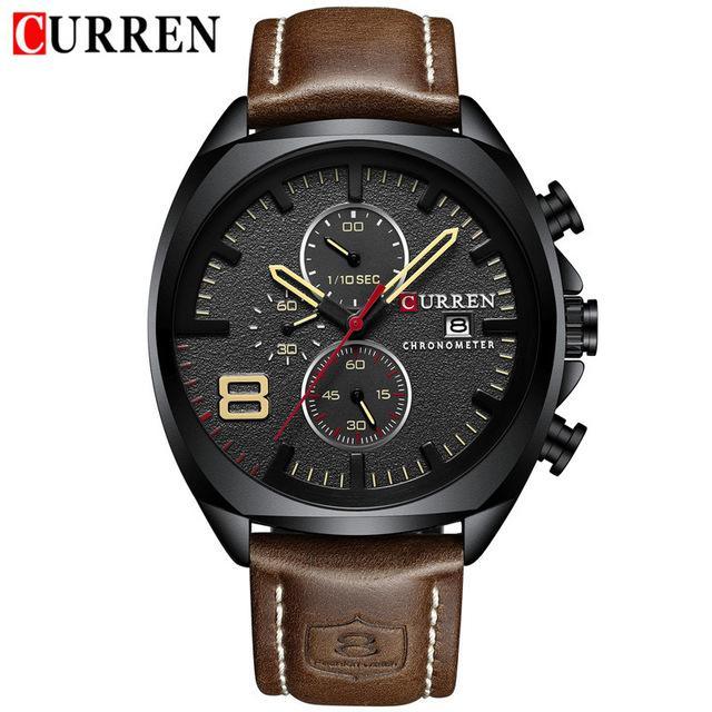 Men's Retro Square-Round Waterproof Watch With Chronometers And Leather Belts Excellent Design Perfect Gift Stevvex
