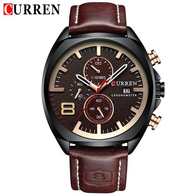 Men's Retro Square-Round Waterproof Watch With Chronometers And Leather Belts Excellent Design Perfect Gift Stevvex