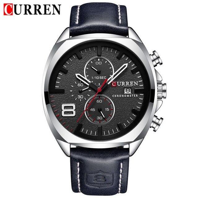 Men's Retro Square-Round Waterproof Watch With Chronometers And Leather Belts Excellent Design Perfect Gift Stevvex