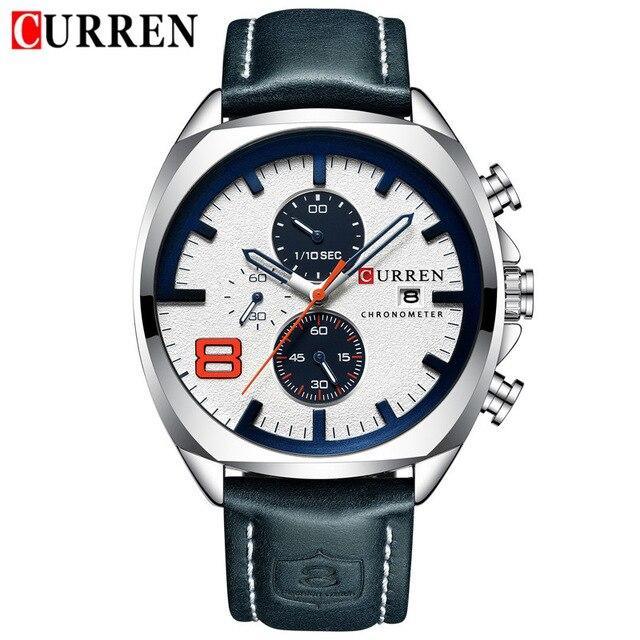 Men's Retro Square-Round Waterproof Watch With Chronometers And Leather Belts Excellent Design Perfect Gift Stevvex