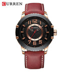 Men's Waterproof  Sport Watch With Leather  Belts  And Large Numbers Details Unique Design Perfect Gift Stevvex