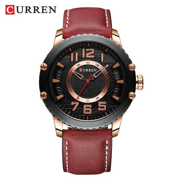 Men's Waterproof  Sport Watch With Leather  Belts  And Large Numbers Details Unique Design Perfect Gift Stevvex