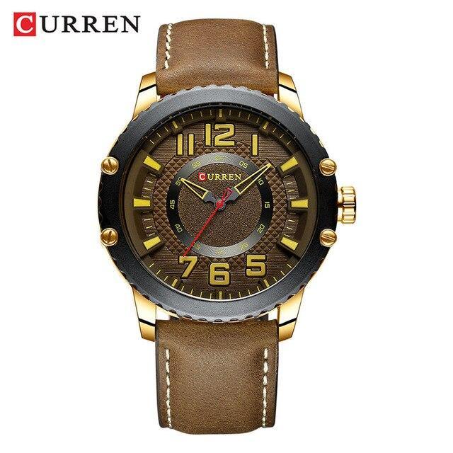 Men's Waterproof  Sport Watch With Leather  Belts  And Large Numbers Details Unique Design Perfect Gift Stevvex